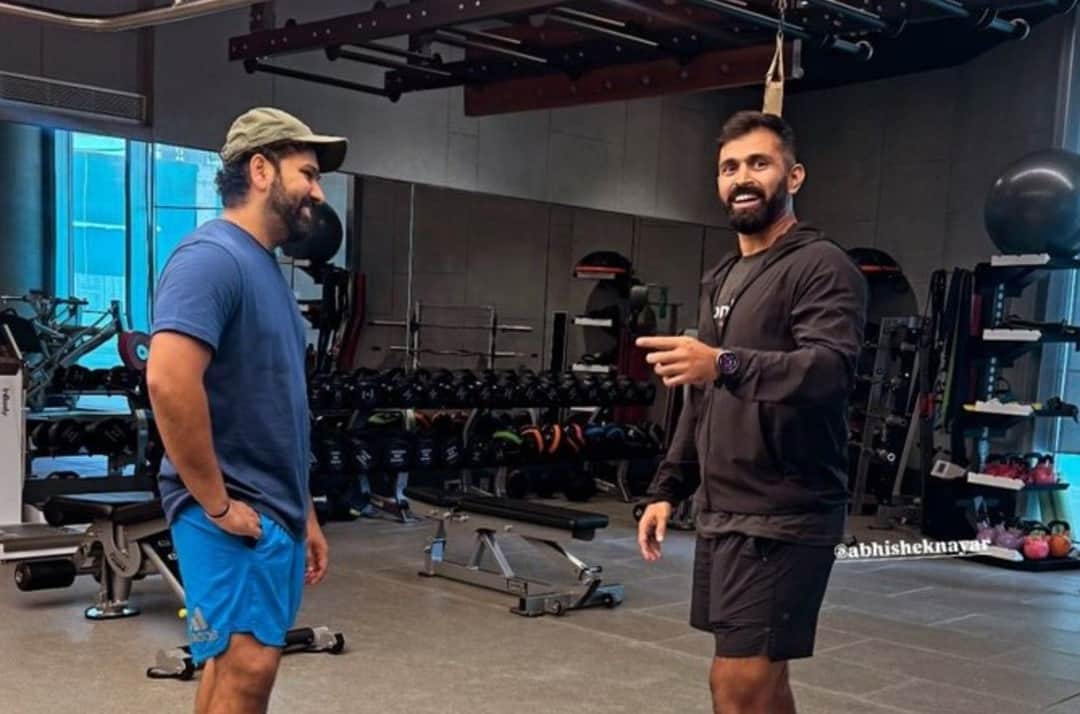 Rohit trains with Nayar